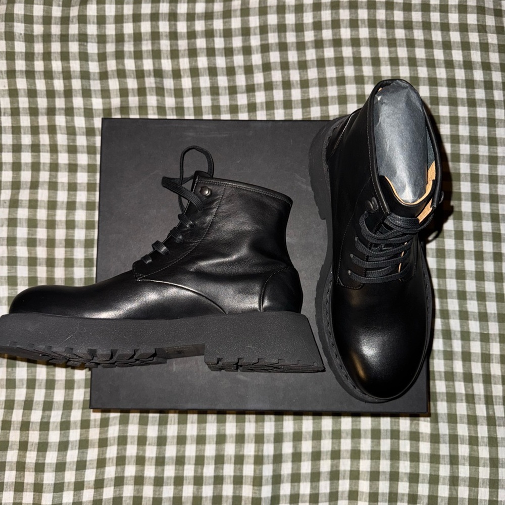 Marsell Black Micarro Lace Up Leather Black Boots Brand New 🖤✨ EU size 40.5 - Picture 6 of 9